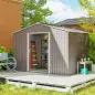 Cobertizo de Jardín 4,9 m² 277x195x192 cm con 2 Puertas Correderas Techo de Fibra de Vidrio y 4 Ventanas Gris Claro Cobertizo de Jardín 4,9 m² 277x195x192 cm con 2 Puertas Correderas Techo de Fibra de Vidrio y 4 Ventanas Gris Claro