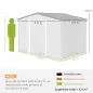 Cobertizo de Jardín 4,9 m² 277x195x192 cm con 2 Puertas Correderas Techo de Fibra de Vidrio y 4 Ventanas Gris Claro Cobertizo de Jardín 4,9 m² 277x195x192 cm con 2 Puertas Correderas Techo de Fibra de Vidrio y 4 Ventanas Gris Claro