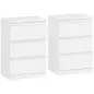 Mesita de Noche, Set de 2 Mesitas con 3 Cajones, Mesilla de Noche, Cómoda para Dormitorio, Sala de Estar, 40 x 30 x 59,5 cm, Bla