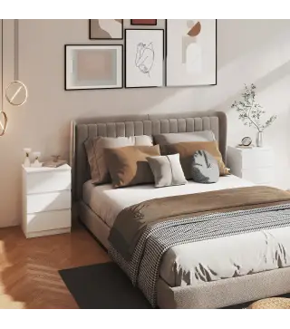 Mesita de Noche, Set de 2 Mesitas con 3 Cajones, Mesilla de Noche, Cómoda para Dormitorio, Sala de Estar, 40 x 30 x 59,5 cm, Bla