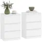 Mesita de Noche, Set de 2 Mesitas con 3 Cajones, Mesilla de Noche, Cómoda para Dormitorio, Sala de Estar, 40 x 30 x 59,5 cm, Bla