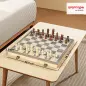 Juego de Ajedrez Internacional y Damas de Madera 2 en 1 Plegable con Piezas de Pino y Ranuras de Almacenamiento Nogal