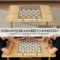 Juego de Ajedrez Internacional y Damas de Madera 2 en 1 Plegable con Piezas de Pino y Ranuras de Almacenamiento Nogal