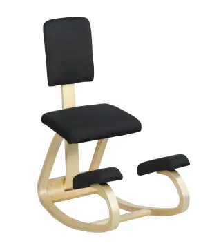 Silla Ergonómica de Rodillas con Respaldo Cojines Acolchados Marco de Madera para una Mejor Postura Oficina Negro