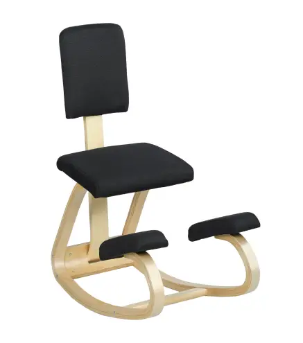 Silla Ergonómica de Rodillas con Respaldo Cojines Acolchados Marco de Madera para una Mejor Postura Oficina Negro