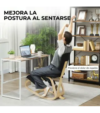 Silla Ergonómica de Rodillas con Respaldo Cojines Acolchados Marco de Madera para una Mejor Postura Oficina Negro