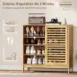 Zapatero con 2 Puertas Correderas de Lamas Estantes Ajustables para 16 Pares de Zapatos 80x35x80 cm Natural Zapatero con 2 Puertas Correderas de Lamas Estantes Ajustables para 16 Pares de Zapatos 80x35x80 cm Natural