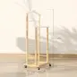Galán de Noche Bambú con Ruedas Percha Superior Barras para Pantalones y Balda Inferior para zapatos Natural y Blanco Galán de Noche Bambú con Ruedas Percha Superior Barras para Pantalones y Balda Inferior para zapatos Natural y Blanco