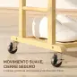 Galán de Noche Bambú con Ruedas Percha Superior Barras para Pantalones y Balda Inferior para zapatos Natural y Blanco Galán de Noche Bambú con Ruedas Percha Superior Barras para Pantalones y Balda Inferior para zapatos Natural y Blanco