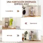 Galán de Noche Bambú con Ruedas Percha Superior Barras para Pantalones y Balda Inferior para zapatos Natural y Blanco Galán de Noche Bambú con Ruedas Percha Superior Barras para Pantalones y Balda Inferior para zapatos Natural y Blanco