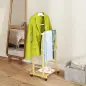Galán de Noche Bambú con Ruedas Percha Superior Barras para Pantalones y Balda Inferior para zapatos Natural y Blanco Galán de Noche Bambú con Ruedas Percha Superior Barras para Pantalones y Balda Inferior para zapatos Natural y Blanco