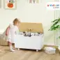 Baúl Juguetes Infantil con Ruedas Tapa Abatible con Bisagra de Seguridad Diseño de Nube Blanco y Natural
