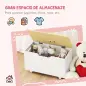 Baúl Juguetes Infantil con Ruedas Tapa Abatible con Bisagra de Seguridad Diseño de Nube Blanco y Natural