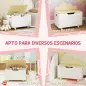 Baúl Juguetes Infantil con Ruedas Tapa Abatible con Bisagra de Seguridad Diseño de Nube Blanco y Natural