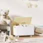 Baúl Juguetes Infantil con Ruedas Tapa Abatible con Bisagra de Seguridad Diseño de Nube Blanco y Natural