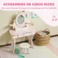 Tocador para Niñas 2 en 1 Escritorio con Taburete Espejo Cajón 7 Accesorios para Niños a Partir de 3 Años Rosa Tocador para Niñas 2 en 1 Escritorio con Taburete Espejo Cajón 7 Accesorios para Niños a Partir de 3 Años Rosa