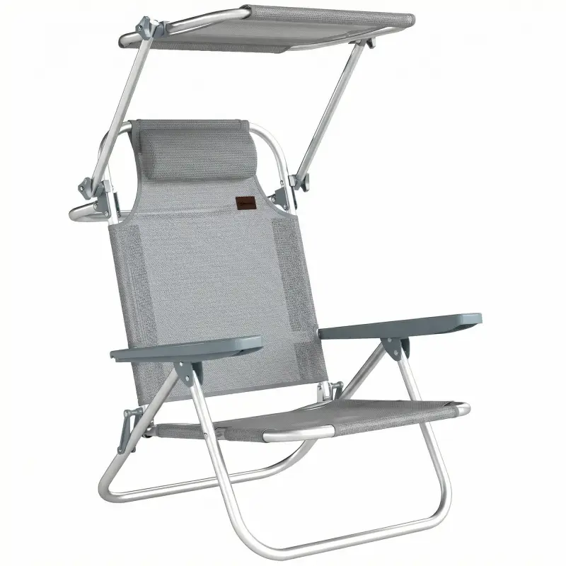 Silla lounge para exterior, tumbona plegable reclinable con 6 posiciones.
