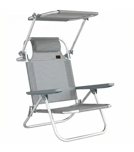 Silla lounge para exterior, tumbona plegable reclinable con 6 posiciones.
