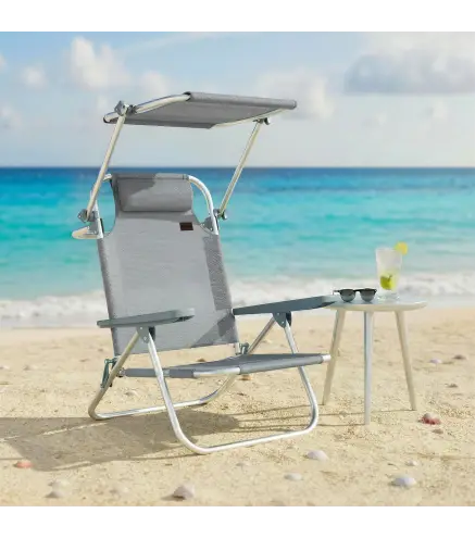 Silla lounge para exterior, tumbona plegable reclinable con 6 posiciones.