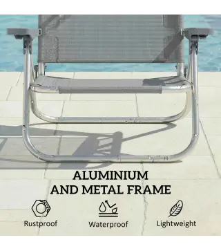 Silla lounge para exterior, tumbona plegable reclinable con 6 posiciones.