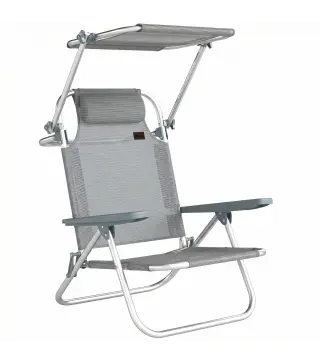 Silla lounge para exterior, tumbona plegable reclinable con 6 posiciones.