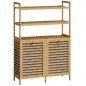 Mueble Ropa Sucia de Bambú con 2 Cestos para Ropa Sucia Inclinables 38,7 L y 3 Estantes 80x30x118 cm Roble