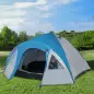 Tienda de Campaña para 3-4 Personas con Ventanas 2 Bolsillos y Bolsa de Transporte 250x300x130 cm Gris y Azul