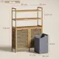 Mueble Ropa Sucia de Bambú con 2 Cestos para Ropa Sucia Inclinables 38,7 L y 3 Estantes 80x30x118 cm Roble