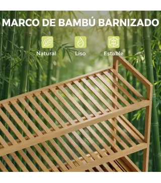 Mueble Ropa Sucia de Bambú con 2 Cestos para Ropa Sucia Inclinables 38,7 L y 3 Estantes 80x30x118 cm Roble