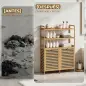 Mueble Ropa Sucia de Bambú con 2 Cestos para Ropa Sucia Inclinables 38,7 L y 3 Estantes 80x30x118 cm Roble
