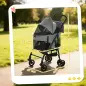 Cochecito para Perro Carrito 3 en 1 Desmontable Plegable Capazo Extraíble y Sin Cremallera Suspensión Gris