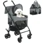 Cochecito para Perro Carrito 3 en 1 Desmontable Plegable Capazo Extraíble y Sin Cremallera Suspensión Gris