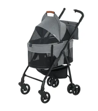 Cochecito para Perro Carrito 3 en 1 Desmontable Plegable Capazo Extraíble y Sin Cremallera Suspensión Gris