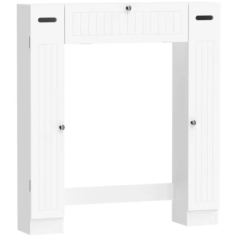 Mueble sobre Inodoro con 2 Armarios Cajón Abatible Portapapeles y Estantes Ajustables 88x18x98 cm Blanco Mueble sobre Inodoro con 2 Armarios Cajón Abatible Portapapeles y Estantes Ajustables 88x18x98 cm Blanco
