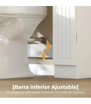 Mueble sobre Inodoro con 2 Armarios Cajón Abatible Portapapeles y Estantes Ajustables 88x18x98 cm Blanco