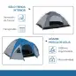 Tienda de Campaña para 3-4 Personas con Ventanas 2 Bolsillos y Bolsa de Transporte 250x300x130 cm Gris y Azul