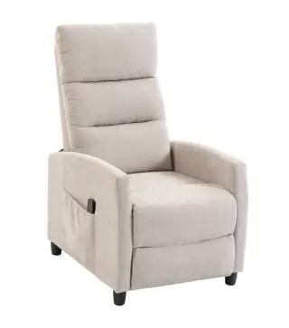 Sillón de Masaje Reclinable con Reposapiés 2 Zonas de Masaje Respaldo Alto Bolsillos Tapizado en Chenilla Crema