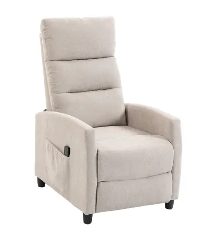 Sillón de Masaje Reclinable con Reposapiés 2 Zonas de Masaje Respaldo Alto Bolsillos Tapizado en Chenilla Crema