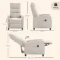 Sillón de Masaje Reclinable con Reposapiés 2 Zonas de Masaje Respaldo Alto Bolsillos Tapizado en Chenilla Crema