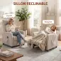 Sillón de Masaje Reclinable con Reposapiés 2 Zonas de Masaje Respaldo Alto Bolsillos Tapizado en Chenilla Crema