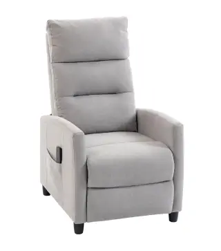 Sillón de Masaje Reclinable con Reposapiés 2 Zonas de Masaje Respaldo Alto Bolsillos Tapizado en Chenilla Gris