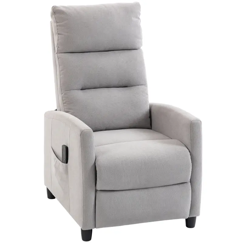 Sillón de Masaje Reclinable con Reposapiés 2 Zonas de Masaje Respaldo Alto Bolsillos Tapizado en Chenilla Gris