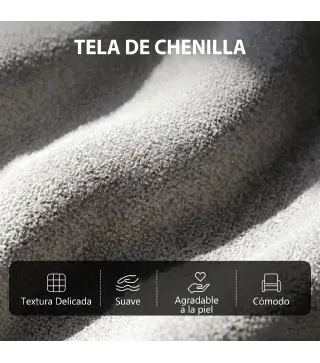 Sillón de Masaje Reclinable con Reposapiés 2 Zonas de Masaje Respaldo Alto Bolsillos Tapizado en Chenilla Gris