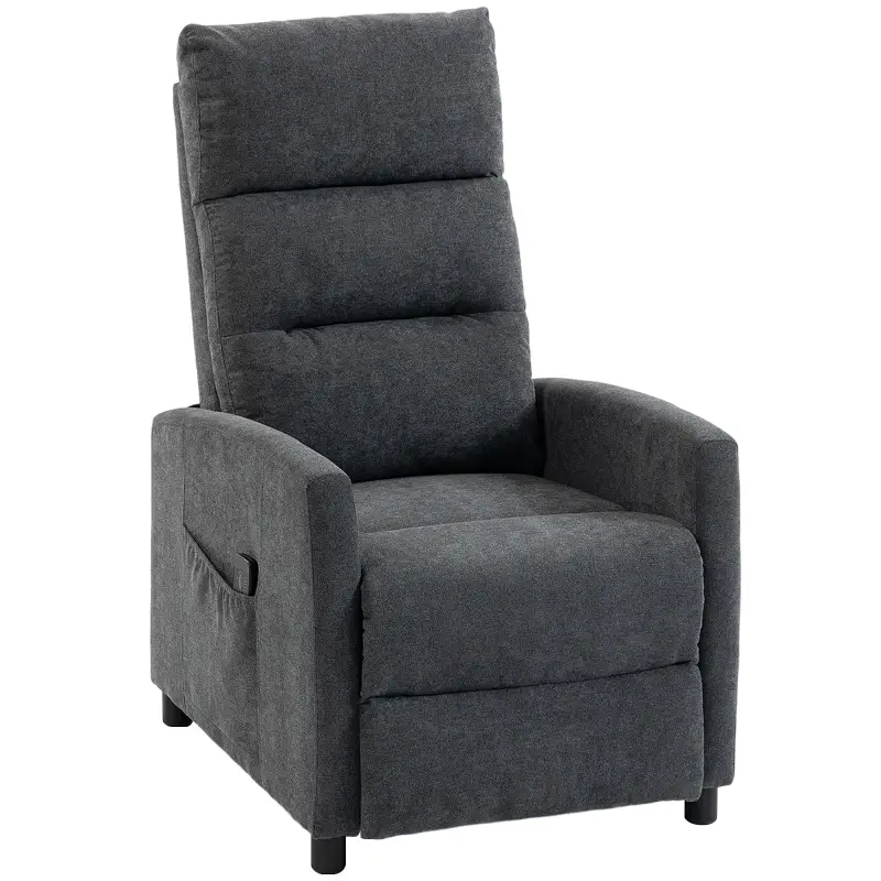 Sillón de Masaje Reclinable con Reposapiés 2 Zonas de Masaje Respaldo Alto Bolsillos Tapizado en Chenilla Gris