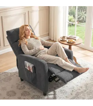Sillón de Masaje Reclinable con Reposapiés 2 Zonas de Masaje Respaldo Alto Bolsillos Tapizado en Chenilla Gris