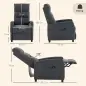 Sillón de Masaje Reclinable con Reposapiés 2 Zonas de Masaje Respaldo Alto Bolsillos Tapizado en Chenilla Gris