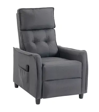 Sillón de Masaje Reclinable con Reposapiés 2 Zonas de Masaje Asiento de Muelles Bolsillos Tapizado en Lino Gris