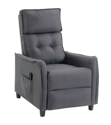 Sillón de Masaje Reclinable con Reposapiés 2 Zonas de Masaje Asiento de Muelles Bolsillos Tapizado en Lino Gris