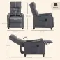 Sillón de Masaje Reclinable con Reposapiés 2 Zonas de Masaje Asiento de Muelles Bolsillos Tapizado en Lino Gris Sillón de Masaje Reclinable con Reposapiés 2 Zonas de Masaje Asiento de Muelles Bolsillos Tapizado en Lino Gris