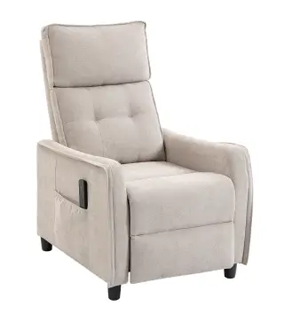 Sillón de Masaje Reclinable con Reposapiés 2 Zonas de Masaje Asiento de Muelles Bolsillos Tapizado en Lino Crema